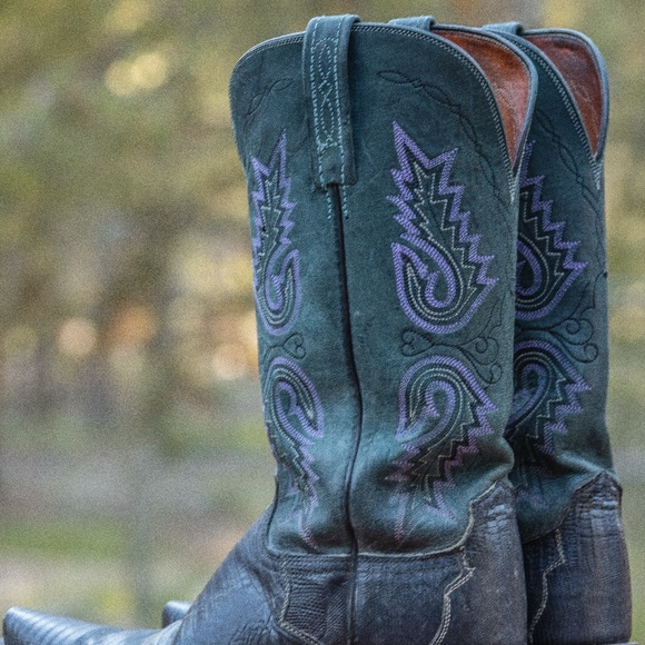 Old Gringo Teju Lizard Teal Cowboy boots - Picture 6 of 16